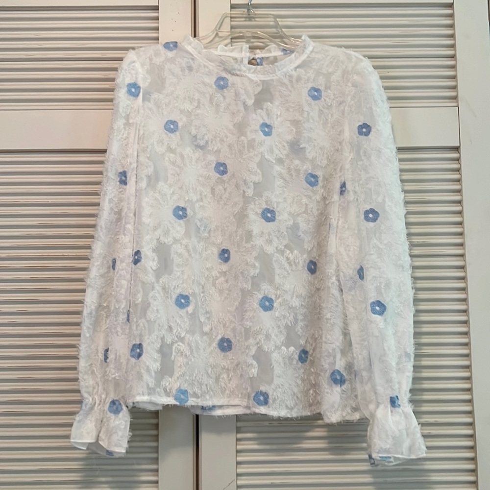 SHEIN Floral Ruffle Cuff Blouse